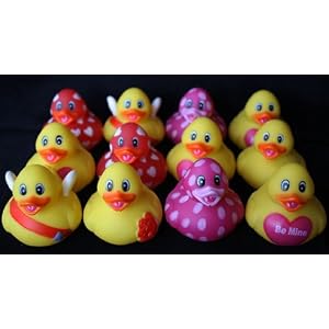 12 Mini Valentine Rubber Ducky Party Favors