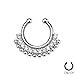 Fake Septum Clicker Clip On Non Piercing Nose Ring Hoop Cartilage Tribal Fan Clear CZ 3/8