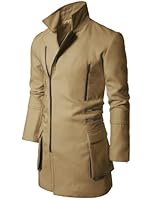 Doublju Mens Stylish Slim Fit Coat with Zipper Point