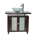 37" Granite top Moderno sink vanity with vessel & faucet - Model Q077-3BN
