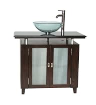 37" Granite top Moderno sink vanity with vessel & faucet - Model Q077-3BN