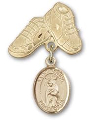 Gold Filled Baby Badge with St. Regina Charm and Baby Boots Pin