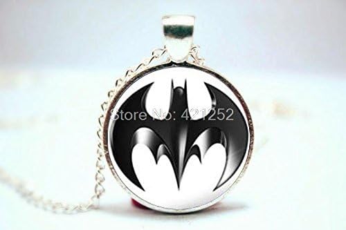 Pretty Lee 2015 Fashion Batman Logo Comic Pendant Necklace Glass Photo Cabochon Necklace Vision 2 Christmas gift