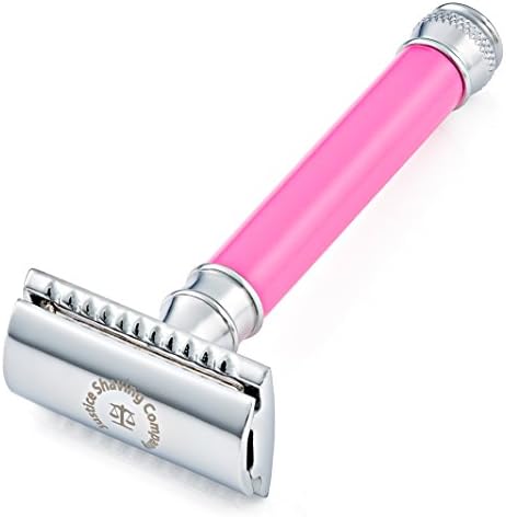 Justice Shaving Company Classic Shaving Double Edge Safety Razor; the perfect DE Safety Razor for your Wet Shave Kit, Safety Razors and Wet Shaving Products for all Genders (Pink-Venus)