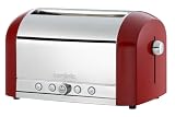 Magimix 4 slice toaster polished with red centre
