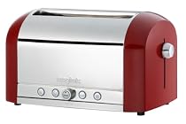 Magimix 4 slice toaster polished with red centre