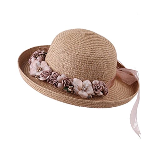 【PALERO・パレロ】 選べる６色 帽子 レディース 麦わら帽子 麦わら フラワー 花 リボン レディーズ ハット 通気性 UV UVカット 小顔 日焼け防止 日焼け 紫外線防止 紫外線 紫外線カット 対策 UV対策 UVケア