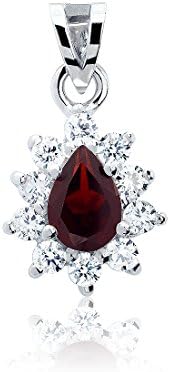 925 Sterling Silver Garnet Pear-Shaped Solitaire Pendant MRP609-GN