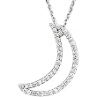 14K White Gold Diamond Moon Crescent Necklace - 0.20 Ct.