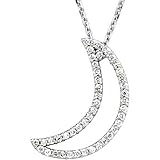14K White Gold Diamond Moon Crescent Necklace - 0.20 Ct.