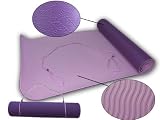 (Price for 1 Dozen) 100% Eco-friendly 6mm Purple TPE Yoga Mat with Carry Strap Sling, Non-PVC Mat, Yoga & Pilates, Yoga Accessories