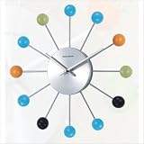 Retro Wood Atomic Ball Wall Clock,Mid Century Mordern - 13x13x2