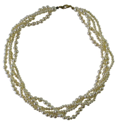 multi strand pearl necklace-Multi Strand Pearl Necklace - Handmade Multi Strand Cream Pearl Necklace Images