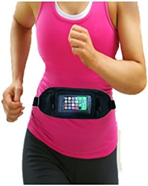 Running Belt with Touch Screen Cover for Apple iPhone 6, 6 Plus Smartphones - Best Waist Fanny Pack Pouch for Running, Fitness Workout - Snug, Lightweight, Sweat-proof, Bounce-free. 1-year Guarantee