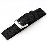 Voguestrap TX1802BK Allstrap 18mm Black Adjustable-Length Casuals Solid Nylon-Black Watchband