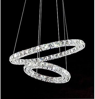 Bob-home LED Crystal Pendant Lights Lighting Modern D3050 2 Rings Three Sides K9 Crystal Indoor Ceiling Lights Lamp Fixtures , Warm White-90-240V