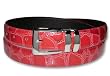 CROC BUBBLEGUM RED Bonded Leather Belt Silver-Tone Buckle Regular