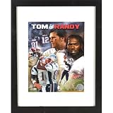 (13x16) Framed New Englad Patriots Tom Brady and Randy Moss Sports Poster Print