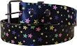 Black Small-Rainbow-Stars Printed Imitation Leather Belt