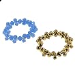 Set of 2 Faceted Rondell Glass & Bead Stretchy Bracelets - 7.5'' Length - Deep Blue and AB Gold