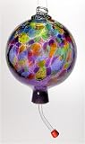 Kitras Art Glass - Calico Hand Blown Glass Hummingbird Feeder - Purple