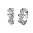 Daisy Chain Aquamarine Cubic Zirconia Platinum Overlay Sterling Silver Hoop Earrings