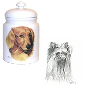 Yorkshire Terrier Cookie Jar, Porcelain by Rosalinde by