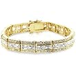 Goldtone, Radiant and Round Cut Clear CZs in Channel Setting, Box Clasp
