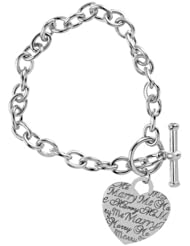 8 1/4" "Marry Me" Heart Charm Toggle Bracelet in Sterling Silver