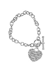 8 1/4" "Marry Me" Heart Charm Toggle Bracelet in Sterling Silver