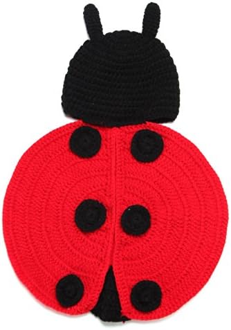 ChenJia Baby Handmade Crochet Knitted Unisex Baby Cap Outfit Photo Props(Ladybug Set)