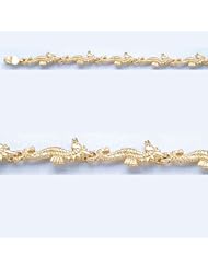 Gold Nautical Braclt Bracelet Seahorse Link 2-D High Polish& Textured