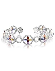 14K White Gold 1.48ct Diamond and Sapphire Bracelet
