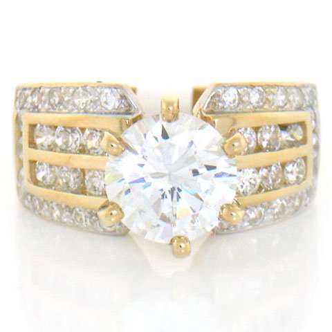10K Solid Gul Gull Hvit CZ Engagement Ring smykker 10K Solid Yellow Gold White CZ Engagement Ring Jewelry