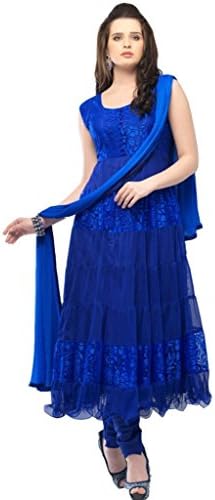 Mahavirfashion Women's Anarkali Salwar Kameez Designer Indian Dress Ethnic Party Free Size Blue