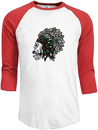 Skull Headdress Indian Chief Headdress 3/4 Sleeve Cotton Men T Shirt