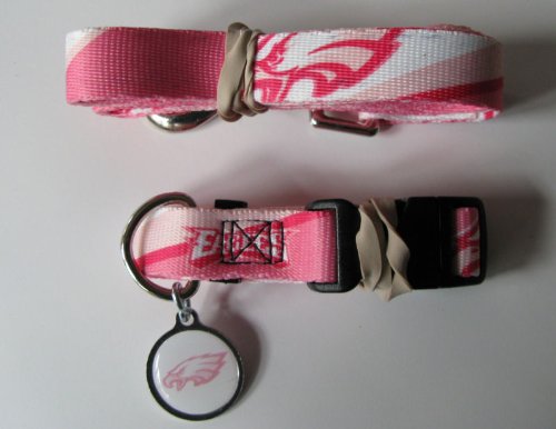 Philadelphia Eagles PINK Pet Set Dog Collar Leash ID Tag LARGE