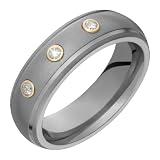 Amelia Classic Titanium Ring with Diamonds and 14K Gold Collets