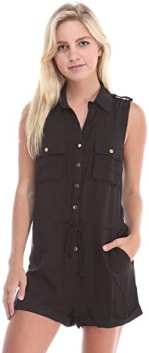 Vitamina USA V-neck Romper #SD5260 (S, BLK)