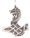 Thor Dragon Thor's Hammer Real Pewter Pendant Necklace