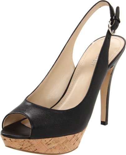 Nine West Women's Bigspender Slingback Sandal,Black Leather,8.5 M US