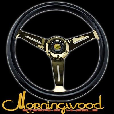 Morningwood Real Mahogany Black/24K Steering Wheel 360Mm/14" Deepdish Classic P3 for Suzuki Samurai