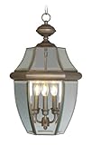 Livex Lighting 2355-07 Monterey 3 Light Outdoor Bronze Finish Solid Brass Hanging Lantern with Clear