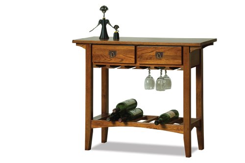 Leick Mission Wine Stand with Storage Drawers, Russet Finish