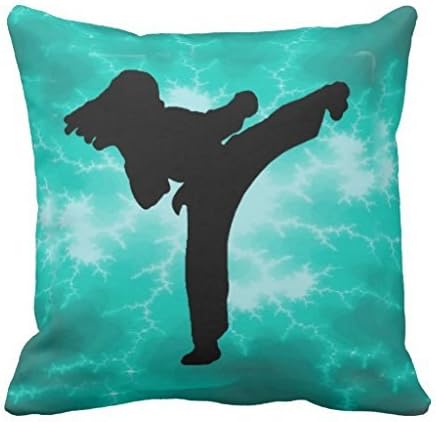 Martial Arts Girl Teal Lightning pillow cover 24*24