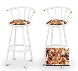 2 Horse Themed Specialty / Custom White Barstools with Backrest Set