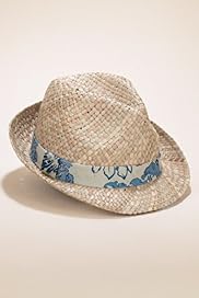 Hawaiian Print Band Straw Weave Trilby Hat