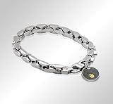 Devotie D10-B27: Rugged All Stainless Steel Men's Link Chain Bracelet Accented with a Toggle of Black Woven Carbon Fiber and a Drop of 14 Karat Yellow Gold