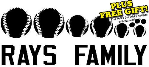 Rays Baseball Family Vinyl Wall / Car Decal Stickers + with Free Polka Dot Sticky Notepad