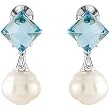 18K Palladium White Gold Paspaley South Sea Cultured Pearl and London Blue Topaz Earrings